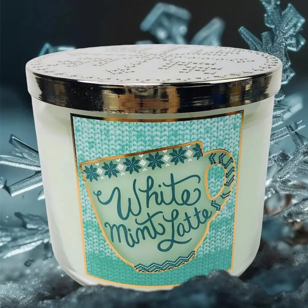 Bath & Body Works Scented Candle White Mint Latte Fragrance 14.5 oz New Gift